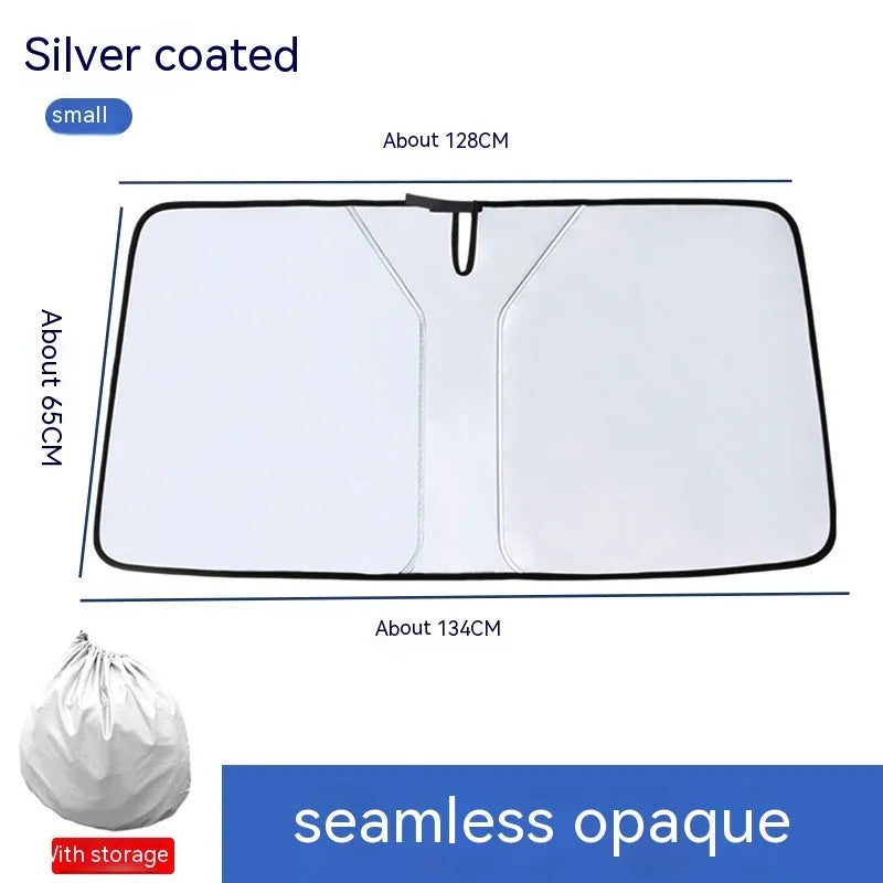 Car double ring front sun shield with NC fabric and titanium silver glue coating