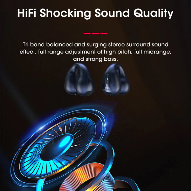 Bone conduction Bluetooth headset clip in ear clip design with bilateral stereo sound