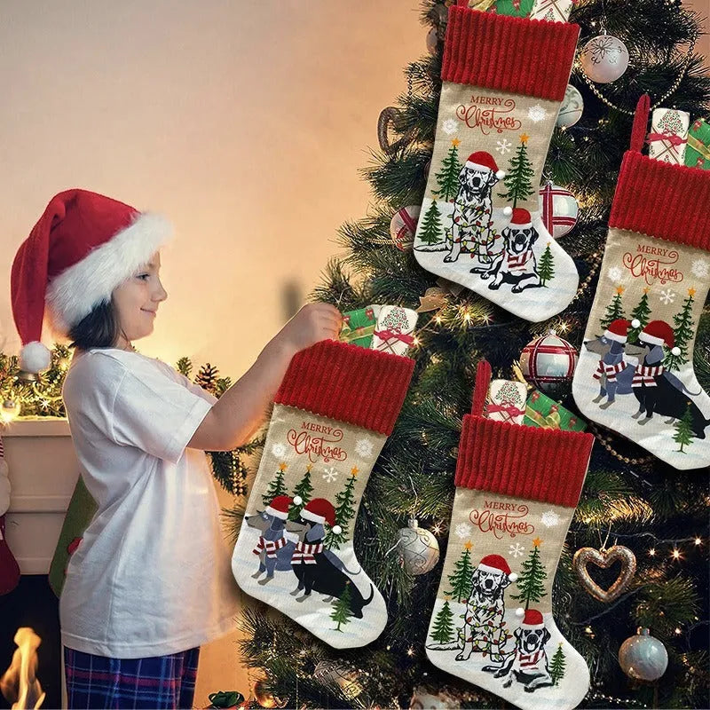 Cloth Christmas tree pendant measuring 46 by 28 cm for pet dress up and fireplace decor