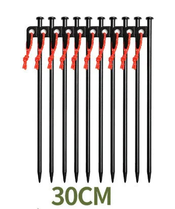 Black steel canopy windproof fixed stud wooden pile stake 20cm length on grass