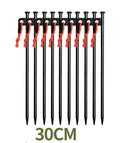 Black steel canopy windproof fixed stud wooden pile stake 20cm length on grass