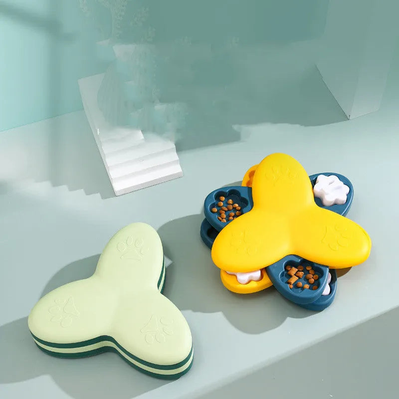 Dog Educational Toys to Relieve Boredom Interactive Feeding Whirlwind Slow Food Plate in Green and Orange PP Material 24.5cm by 24.5cm by 6.5cm for Canine Meal Enrichment Yellow and Blue Whirlwind Available