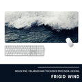 Oversized gaming mouse pad with thermal transfer printed cold air design on natural rubber base