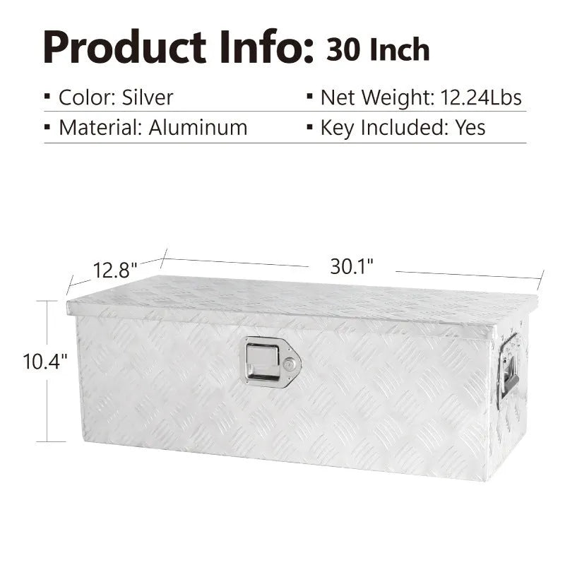 Black aluminium alloy 26-inch hard toolbox with T-casting construction.
