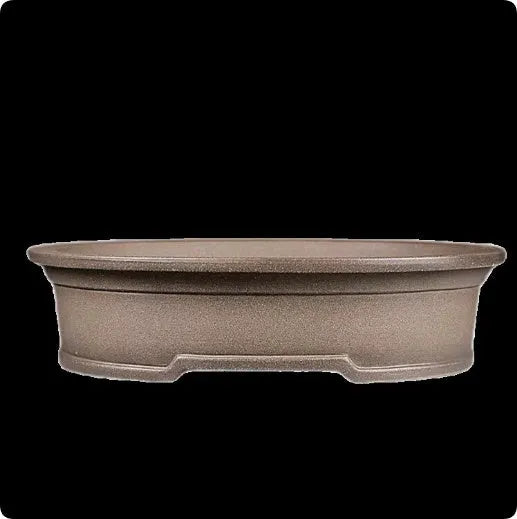 Handmade antique oval bonsai pot in purple sand clay measuring 25x21x6.3cm