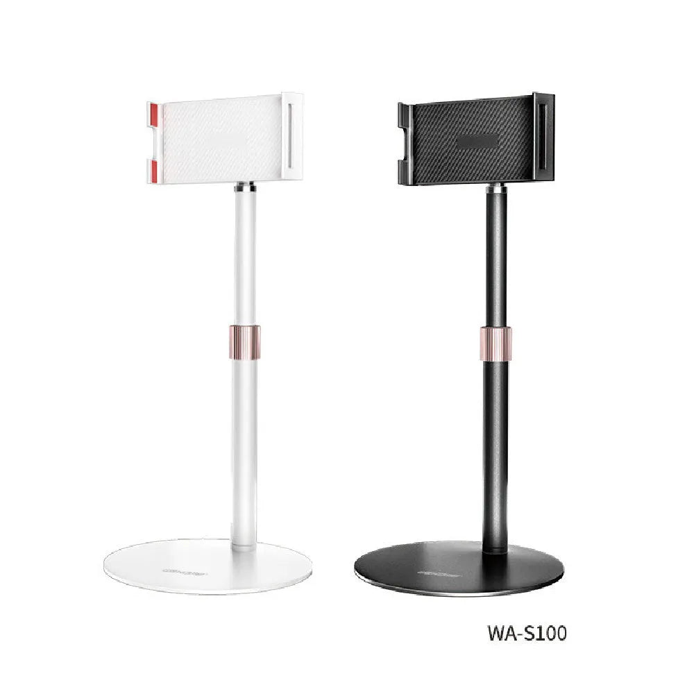 Black adjustable tablet bracket extended to maximum 200mm height holding an 11-inch tablet