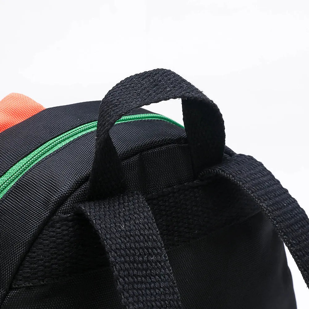 Anti-lost toddler schoolbag with cartoon animation pattern in green and pink colour options