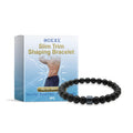 Men's black gallstone and glass wristband bracelet in continuous band design
