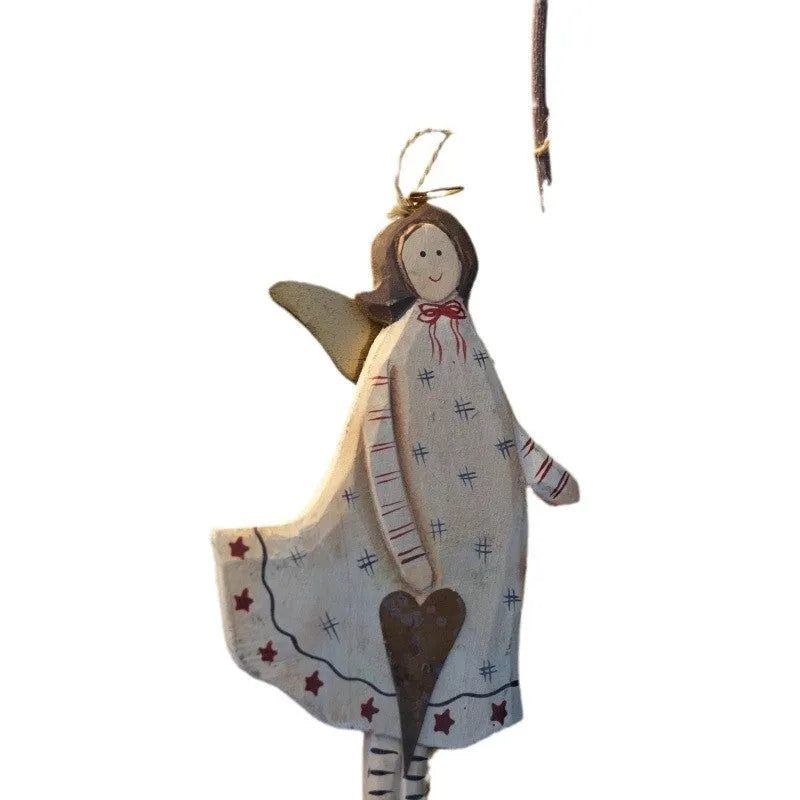 Hand-painted wooden door plate pendant in American country style with heart design