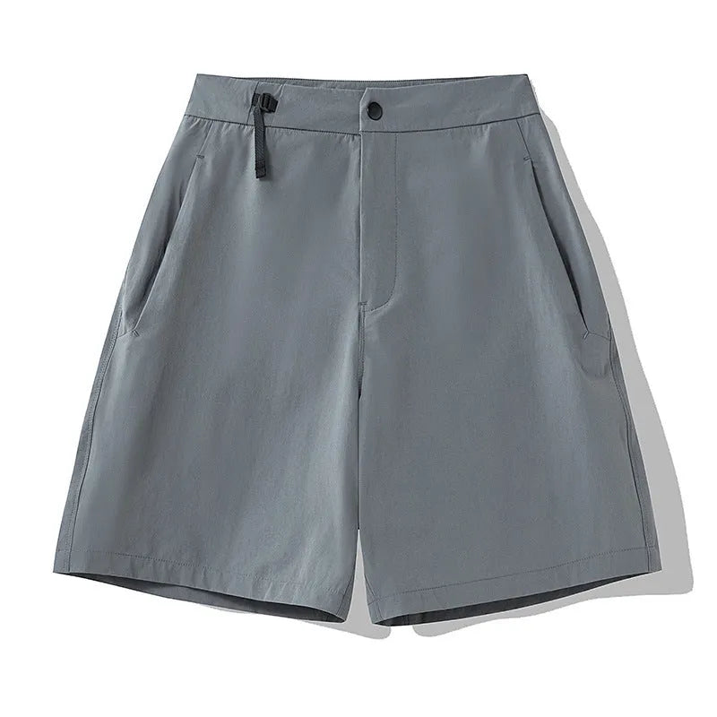 Men's solid colour quick-drying athletic shorts with elastic waist for running and outdoor activities