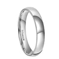 A simple matte silver titanium ring shown in three width options: 2mm, 4mm, and 6mm.