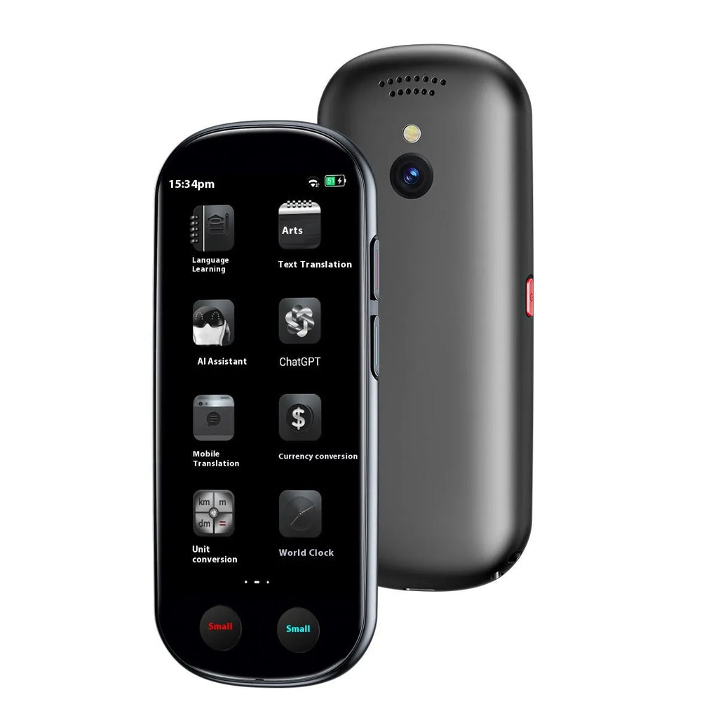 Black multi-language simultaneous interpretation translator device with lanyard.