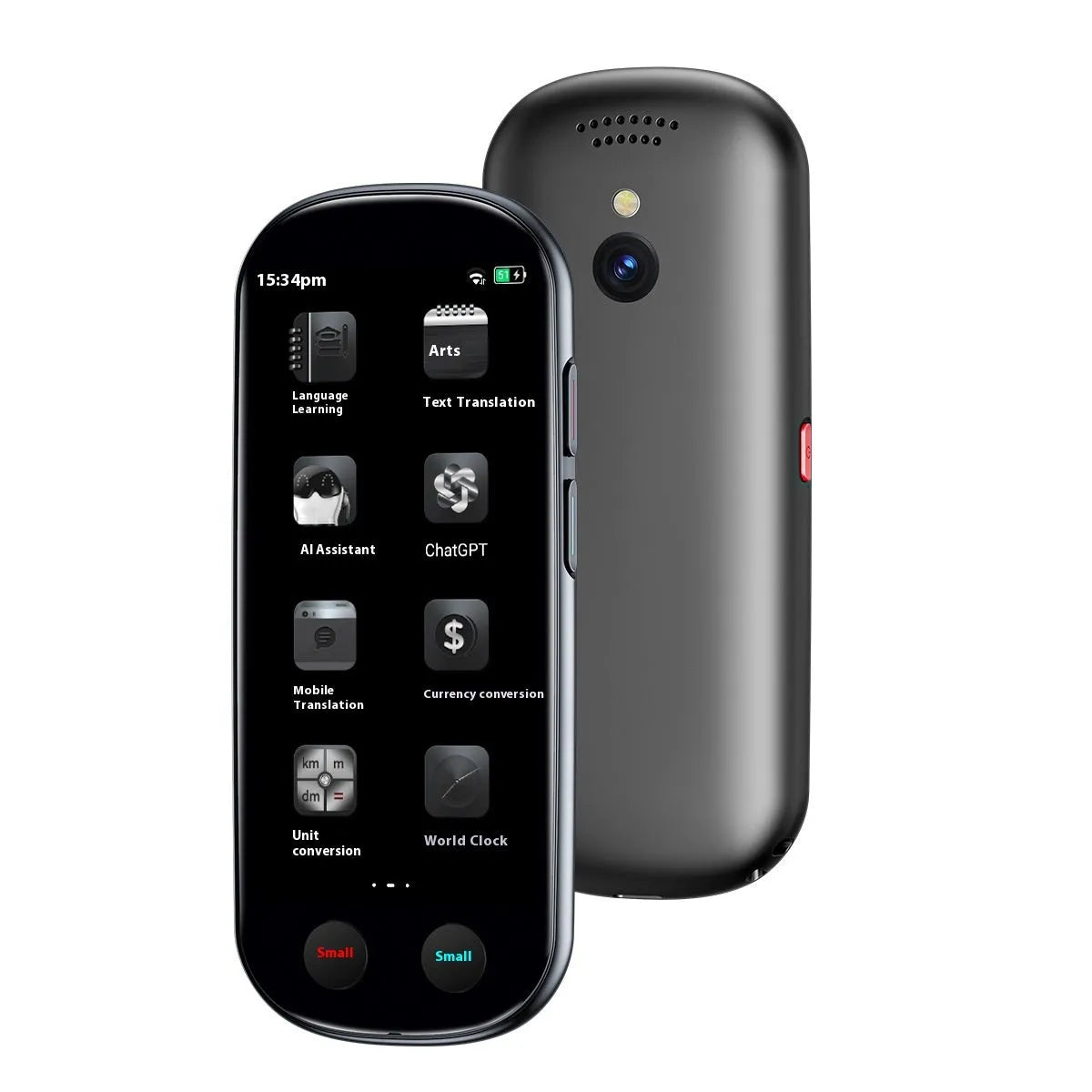 Black multi-language simultaneous interpretation translator device with lanyard.