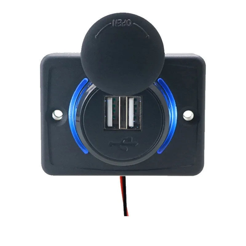 Black 12V dual USB car charger with 3.1A output for vehicle and RV use