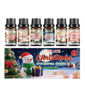 Christmas aromatherapy oil set showing six 60ml bottles and six 10ml bottles for festive home fragrance
