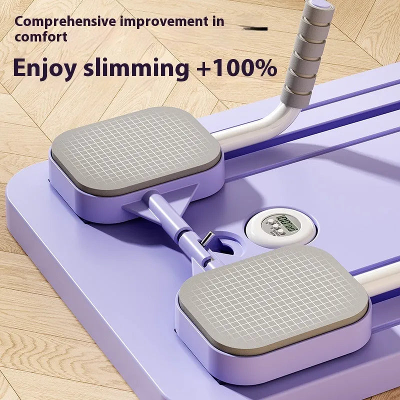 Standard purple fitness board with automatic rebound abdominal wheel for multi-functional exercises