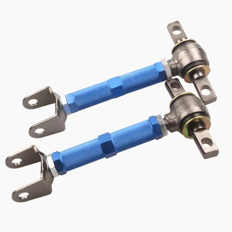Pair of red aluminium alloy recliner rods for Honda Civic EP3 rear suspension.