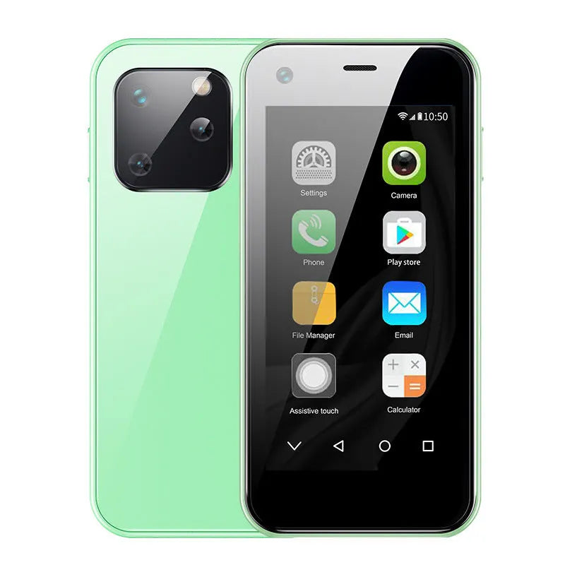 Small Android mini phone showing compact design with 2.5-inch screen.