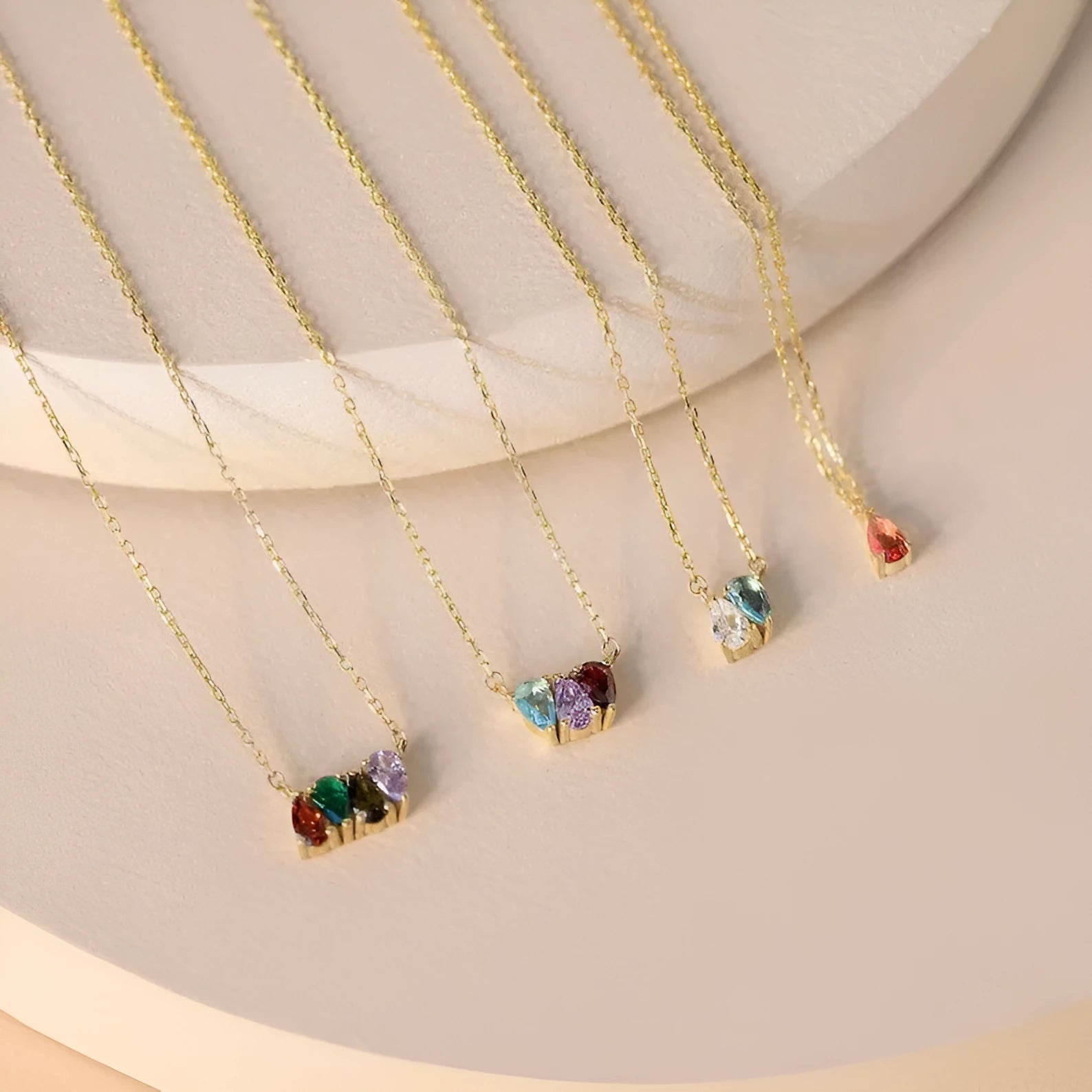 Titanium steel zircon birthstone necklace in silver with princess cut pendant on clavicle chain