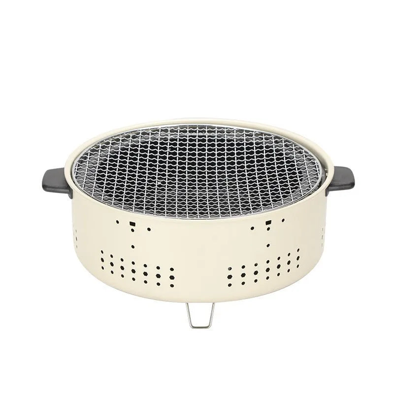 Indoor portable carbon steel tea cooking stove with grill rack for 3-5 people