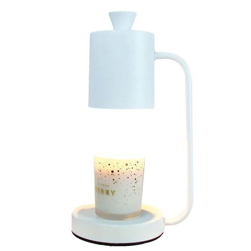 European-style white aromatherapy wax melt lamp with dimmer switch on a long cable