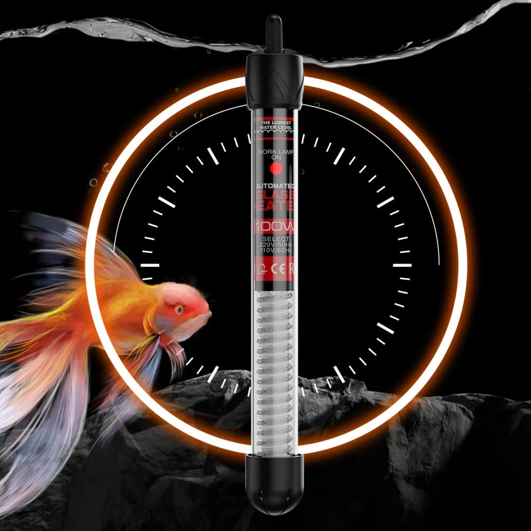 Fish tank glass pipe quartz heater with thermostat for aquarium, explosion-proof design, multiple wattages