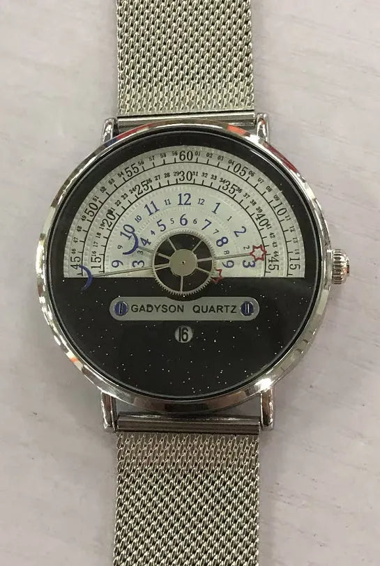 Men's sports watch M-1288 with round 40mm dial, alloy case, and stainless steel bracelet