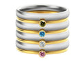 Geometrical titanium steel ring for women with December birthstone colour and superimposed engraving pattern.