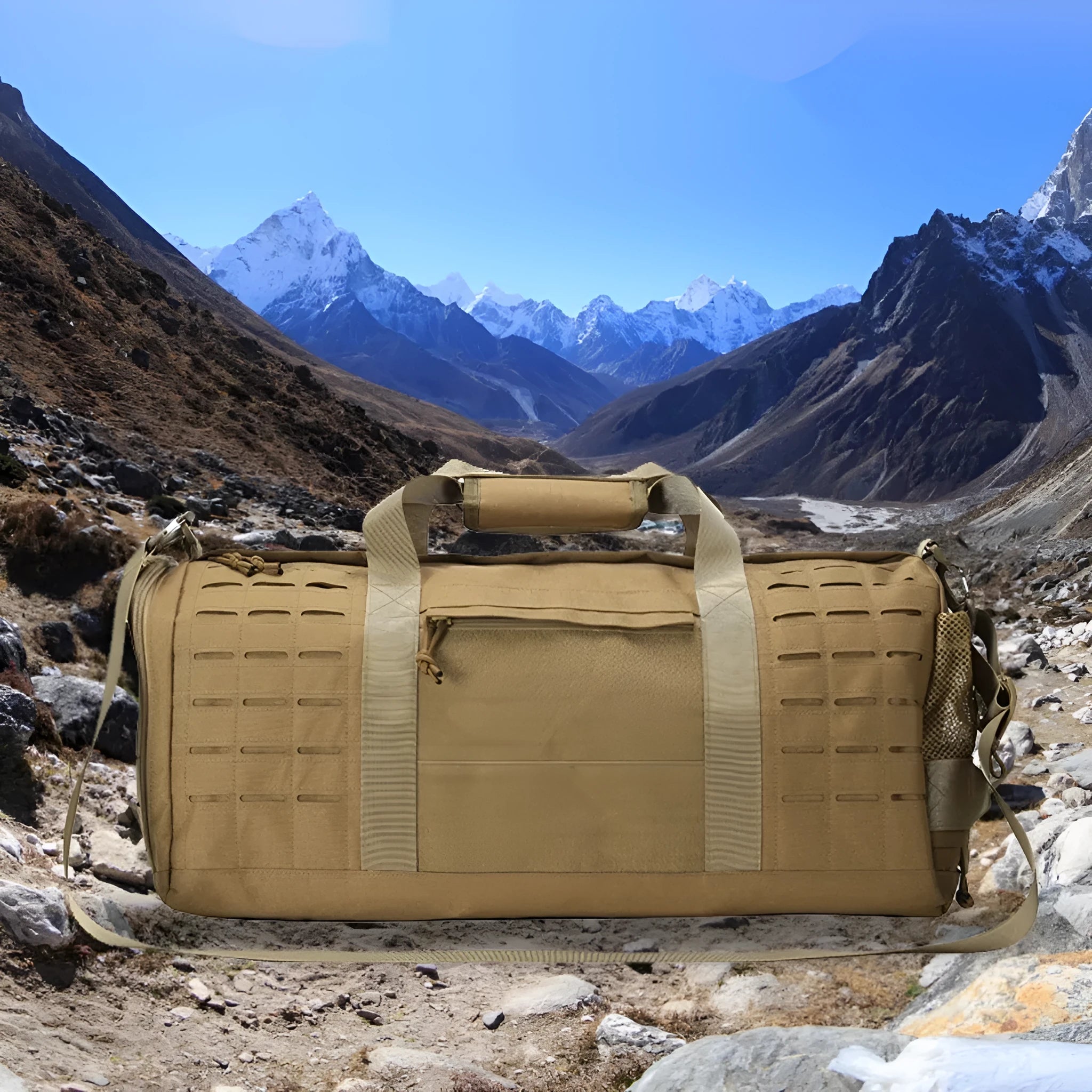 Men's waterproof Oxford cloth travel handbag with air pillow belt in khaki, army green or black