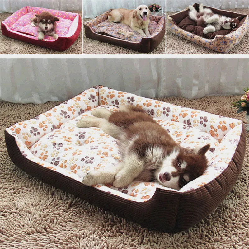 Beige plush bolster dog bed for small dogs on a wooden floor, showing non-slip bottom and raised sides.