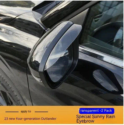 23 New Outlander black warrior style window deflectors 6-piece set installed on vehicle