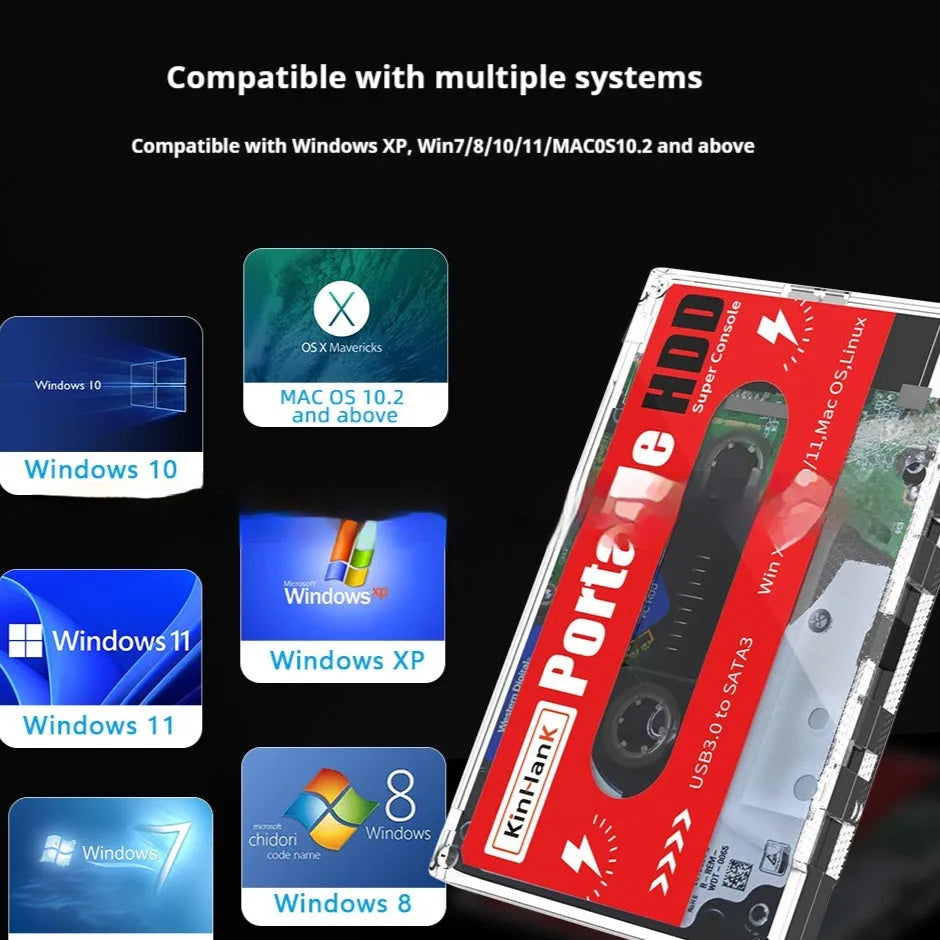 2TB external mechanical hard drive with USB cable, optional Beitong controller and carrying bag