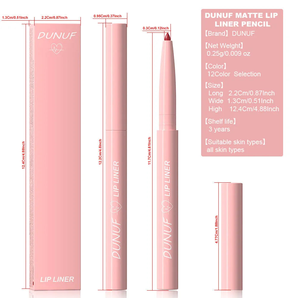 Velvet matte lip liner pencil in various colour numbers for easy makeup application