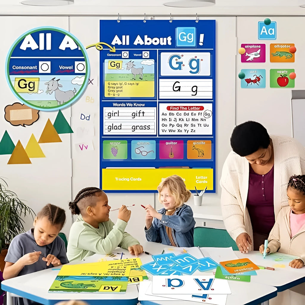 Creative letters learning sleeve table chart with alphabet cards and song set for children