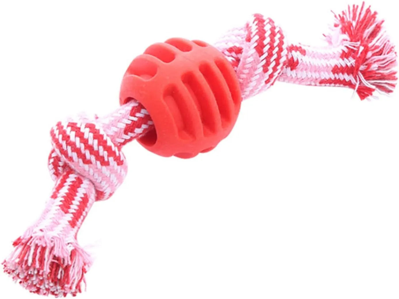 Dog chew toy with rope elements and molar design for teeth cleaning
