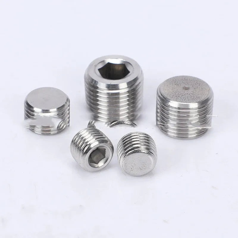 Stainless steel hexagon head pipe plug with 3/8 inch BSP thread for bulkhead sealing