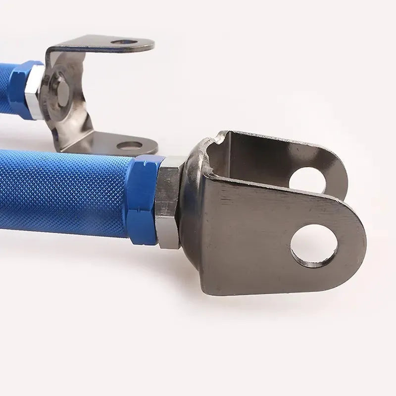 Pair of red aluminium alloy recliner rods for Honda Civic EP3 rear suspension.
