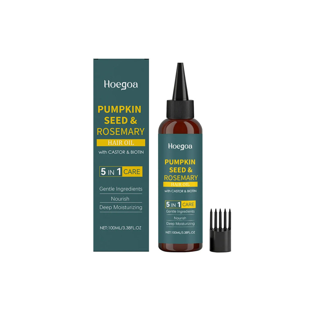 100ml rosemary hair essential oil bottle with pointed nozzle applicator and hair comb