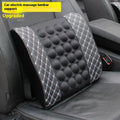Car lumbar support pillow set in red wine colour with black and red trim includes electric massage option