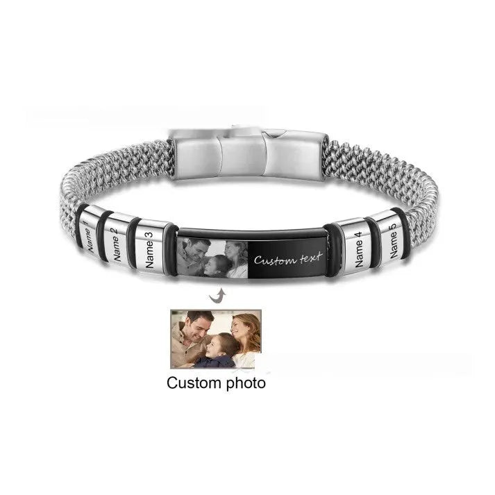 Titanium steel lettering bracelet with leather rope and heart shape bead