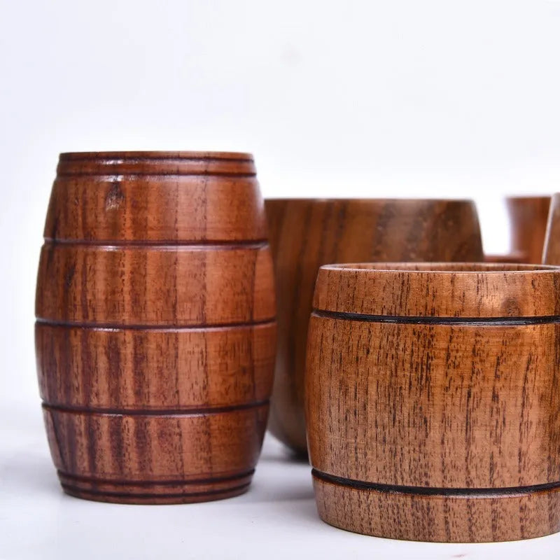 Vintage wooden heat insulation tumbler sour jujube big belly cup 301-400ml round shape