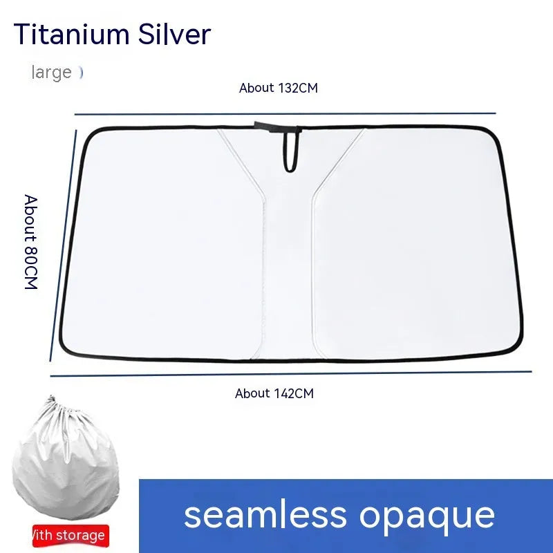Car double ring front sun shield with NC fabric and titanium silver glue coating