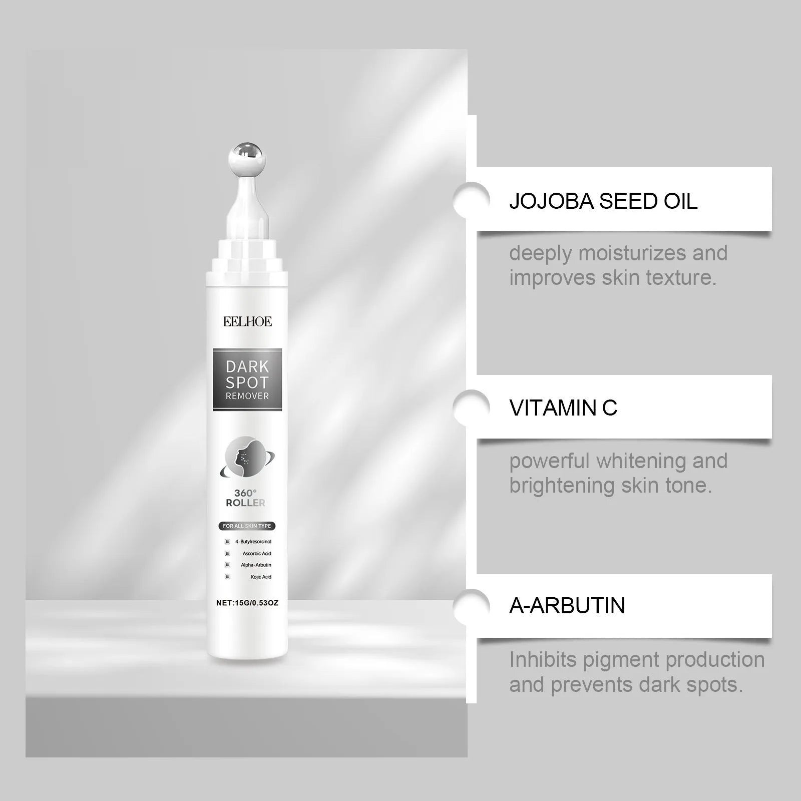 15g facial essence cream jar for skin brightening and hydration with vitamin C and α-arbutin