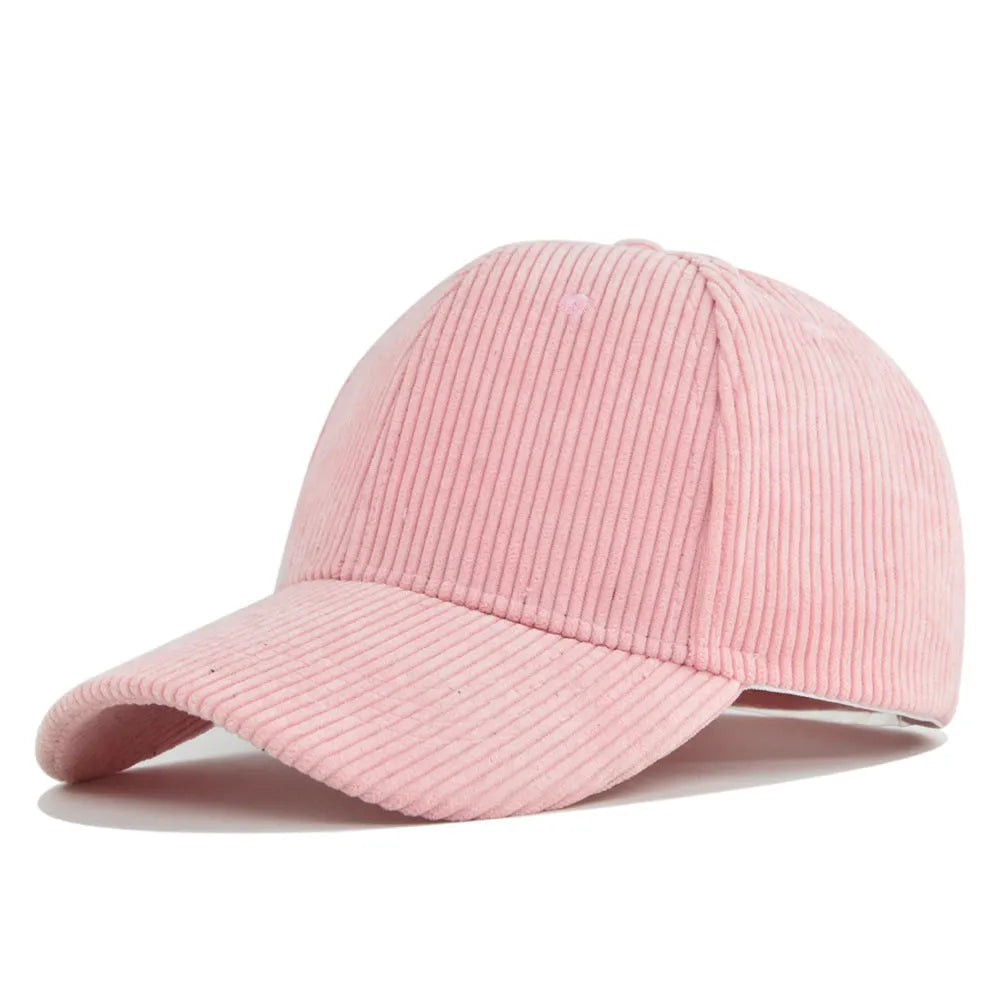 Cotton corduroy peaked cap for men with flat brim in black colour