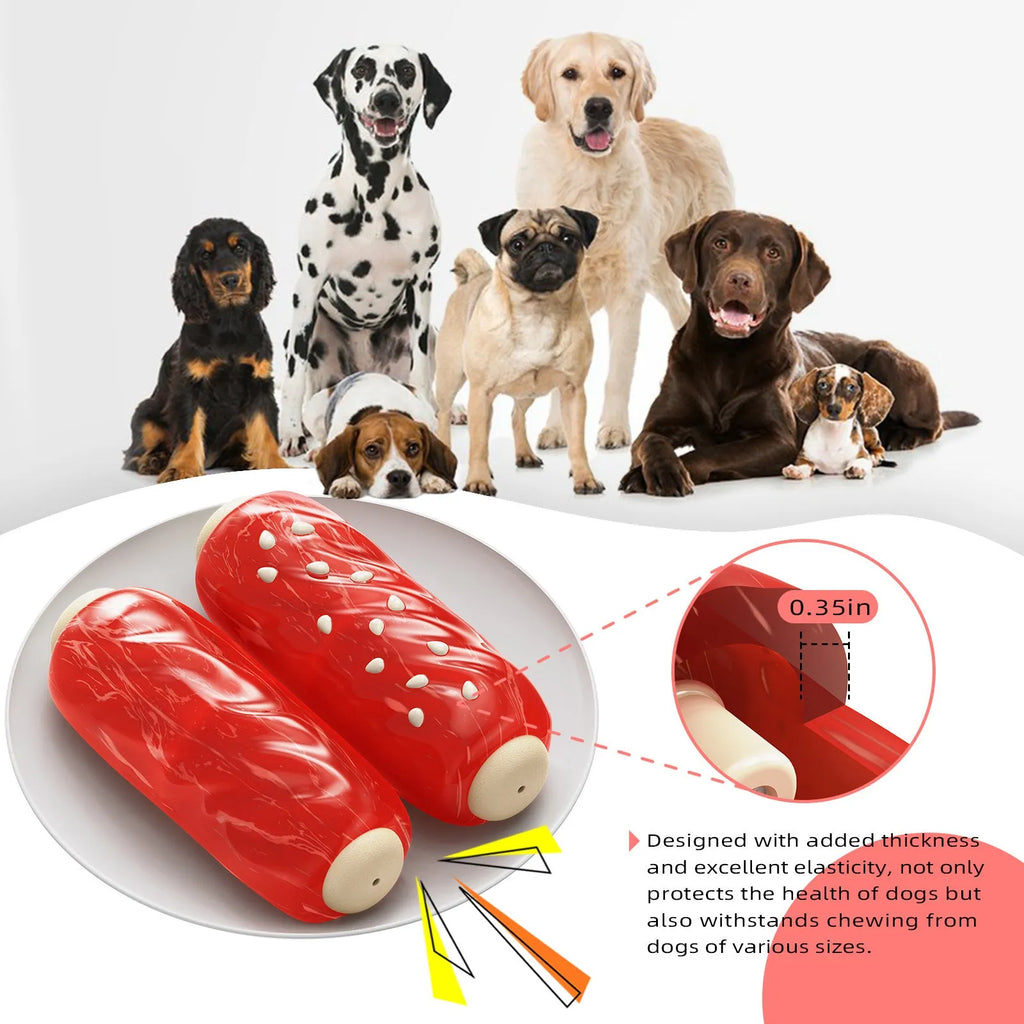 Primary colour plastic dog chew toy with molar rod shape for dental gnawing