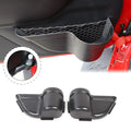 Black aluminium alloy car interior storage box with a net pocket for organising sunglasses and phones.