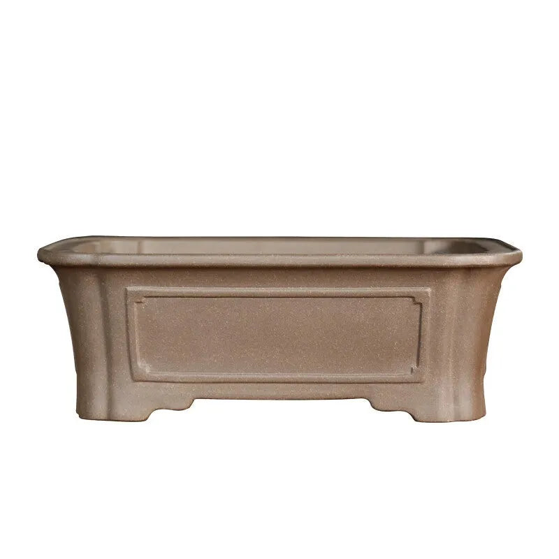 Purple sand rectangular bonsai planter with antique styling and corner-cutting design
