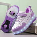 LED roller skates with flashing wheels in multiple colours including black, white, pink and purple options