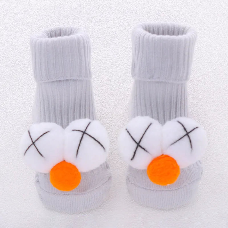 Cotton baby floor socks with anti-slip soles in multiple colours and patterns