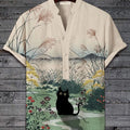 Men's 3D digital animal print short sleeve shirt in polyester fabric showing graphic design detail
